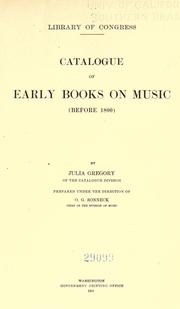 Cover of: Catalogue of early books on music (before 1800)