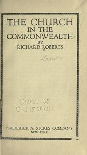 Cover of: The church in the commonwealth