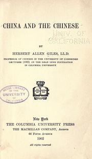 Cover of: China and the Chinese by Herbert Allen Giles