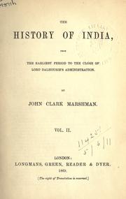 Cover of: The history of India by John Clark Marshman
