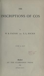 Cover of: The inscriptions of Cos. by Paton, W. R.