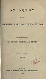 Cover of: An inquiry into the credibility of the early Roman history.