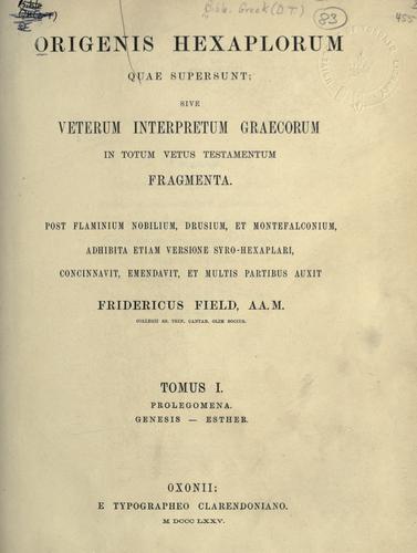 Origenis Hexaplorum quae supersunt by Origen