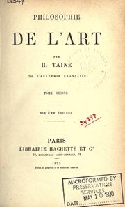 Cover of: Philosophie de l'art by Hippolyte Taine