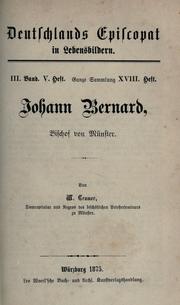 Cover of: Johann Bernard, Bischof von Münster by W. Cramer