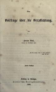 Cover of: Eine Vorfrage über die Verpflichtung by Florian Riess