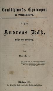 Cover of: Andreas Räss, Bischof von Strassburg