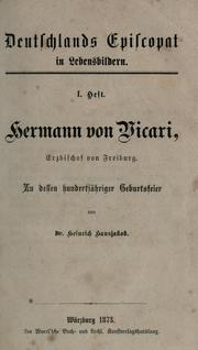 Cover of: Hermann von Vicari: Erzbischof von Freiburg ; zu dessen hundertjähriger Geburtsfeier