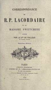 Cover of: Correspondance du r.p. Lacordaire et de Madame Swetchine by Henri-Dominique Lacordaire