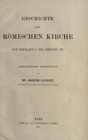 Cover of: Geschichte der r©·omischen Kirche by Joseph Langen