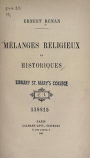 Cover of: Mélanges religieux et historiques by Ernest Renan