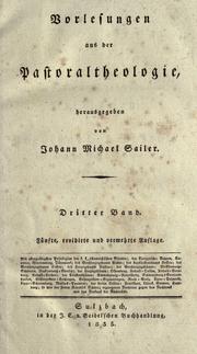 Cover of: Vorlesungen aus der Pastoraltheologie by Johann Michael Sailer