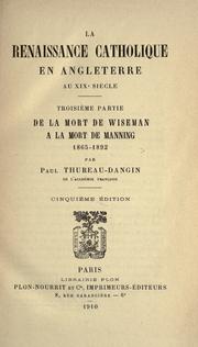 Cover of: La renaissance catholique en Angleterre au XIXe siècle by Thureau-Dangin, Paul