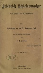 Cover of: Friedrich Schleiermacher by Schenkel, Daniel