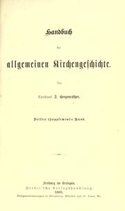 Cover of: Handbuch der allgemeinen Kirchengeschichte by Joseph Hergenröther