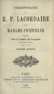 Cover of: Correspondance du r.p. Lacordaire et de Madame Swetchine by Henri-Dominique Lacordaire