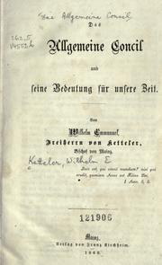 Cover of: Das allgemeine Concil und seine Bedeutung für unsere Zeit.