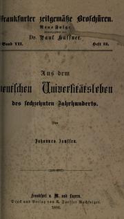 Cover of: Aus dem deutschen Universitätsleben des sechzehnten Jahrhunderts