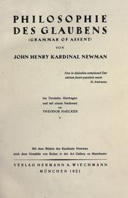 Philosophie des Glaubens = by John Henry Newman