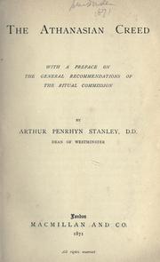 Cover of: The Athanasian creed by Arthur Penrhyn Stanley