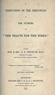 Cover of: vindication of the principles of authors of "The tracts for the times"