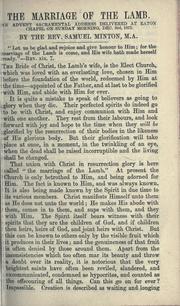 Cover of: marriage of the Lamb: an Advent sacramental address delivered at Eaton Chapel on Sunday morning, Dec. 3rd, 1871