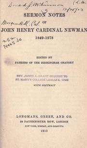 Cover of: Sermon notes of John Henry Cardinal Newman, 1849-1878 by John Henry Newman