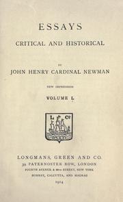 Essays, critical and historical by John Henry Newman