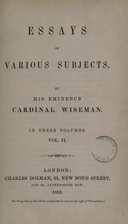 Cover of: Essays on various subjects by Nicholas Patrick Wiseman