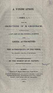 Cover of: A vindication of 1 John, v. 7 from the objections of M. Griesbach