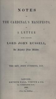 Cover of: Notes on the Cardinal's Manifesto by Rev. John Cumming D.D., Rev. John Cumming D.D.