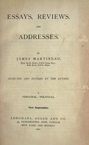 Cover of: Essays, reviews, and addresses by James Martineau