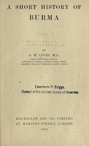 Cover of: A short history of Burma by S. W. Cocks