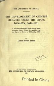 Cover of: The development of Chinese libraries under the Ch'ing Dynasty, 1944-1911. by Cho-yüan T'an, Cho-yüan T'an