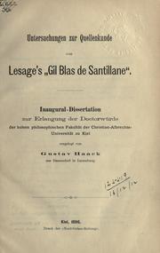 Untersuchungen zur Quellenkunde von Lesage's "Gil Blas de Santillane" by Gustave Haack