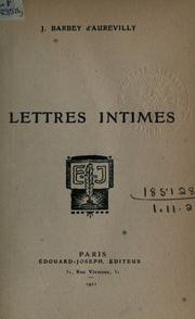 Cover of: Lettres intimes.: [Recueillies et classées par Louise Read]