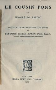 Cover of: Le cousin Pons. by Honoré de Balzac