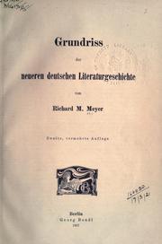 Cover of: Grundriss der neueren deutschen Literaturgeschichte.