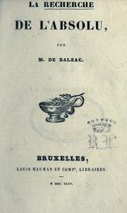 Cover of: La recherche de l'absolu by Honoré de Balzac