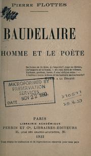 Cover of: Baudelaire: l'homme et le poète.
