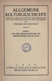 Cover of: Allgemeine Kulturgeschichte versuch einer Geschichte der Menscheit von den ältesten Tagen bis zur Gegenwart