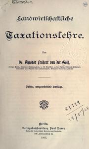 Cover of: Landwirtschaftliche Taxationslehre.