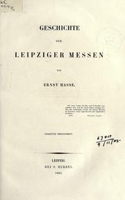 Cover of: Geschichte der Leipziger Messen.