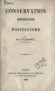 Cover of: Conservation, révolution et positivisme.