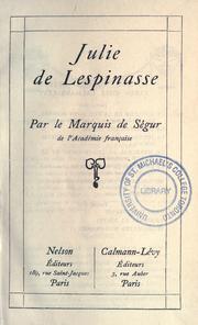 Cover of: Julie de Lespinasse