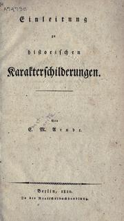 Cover of: Einleitung zu historischen Karakterschilderungen.