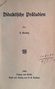 Cover of: Didaktische Präludien. by Hugo Gaudig