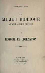 Cover of: Le milieu biblique avant Jesus-Christ.