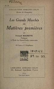 Cover of: grands marchés des matières premières.