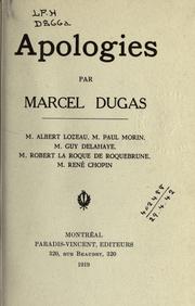 Apologies by Marcel Dugas